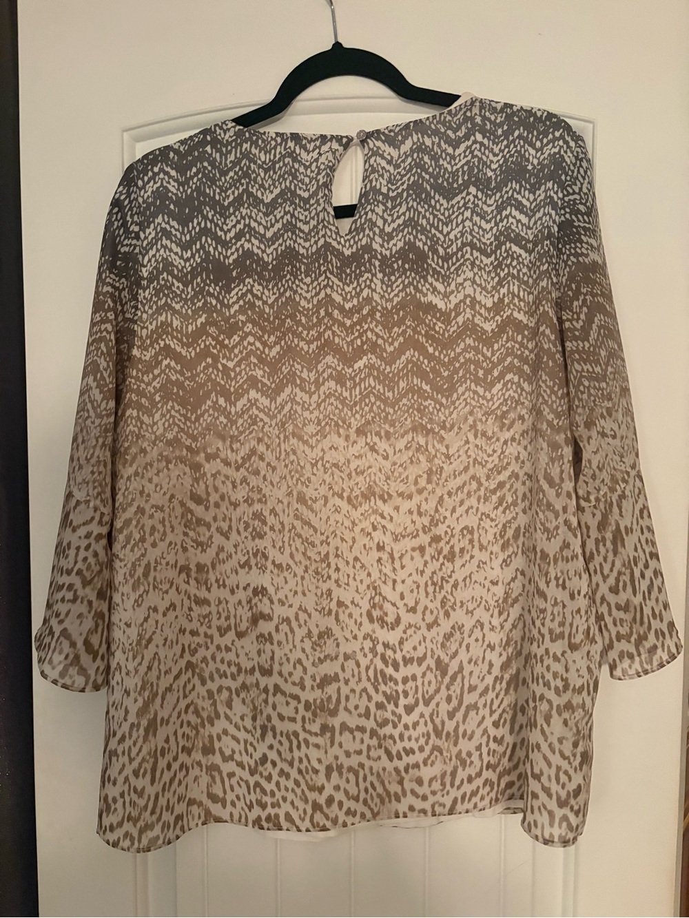 Calvin Klein Taupe and Cream Animal-Pattern Top